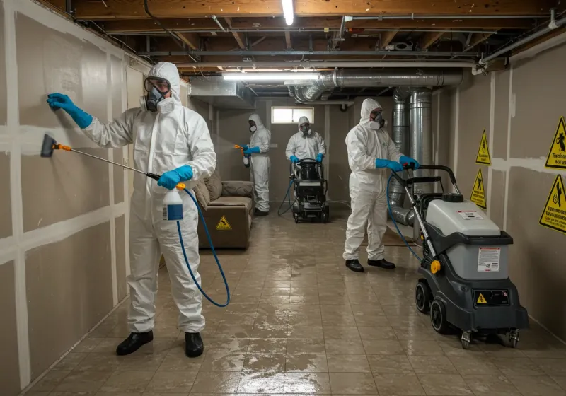 Basement Moisture Removal and Structural Drying process in New Whiteland, IN